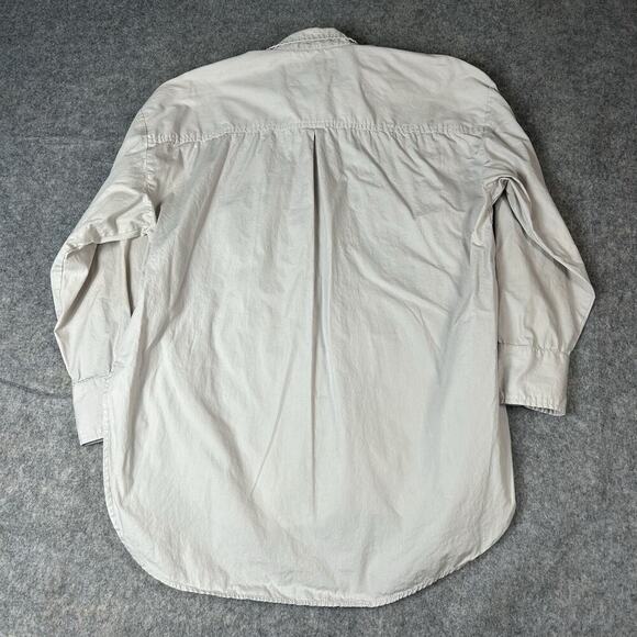 Maeve Anthropologie Shirt Womens Medium Button Down Cotton Rounded High Low Gray - Picture 7 of 9